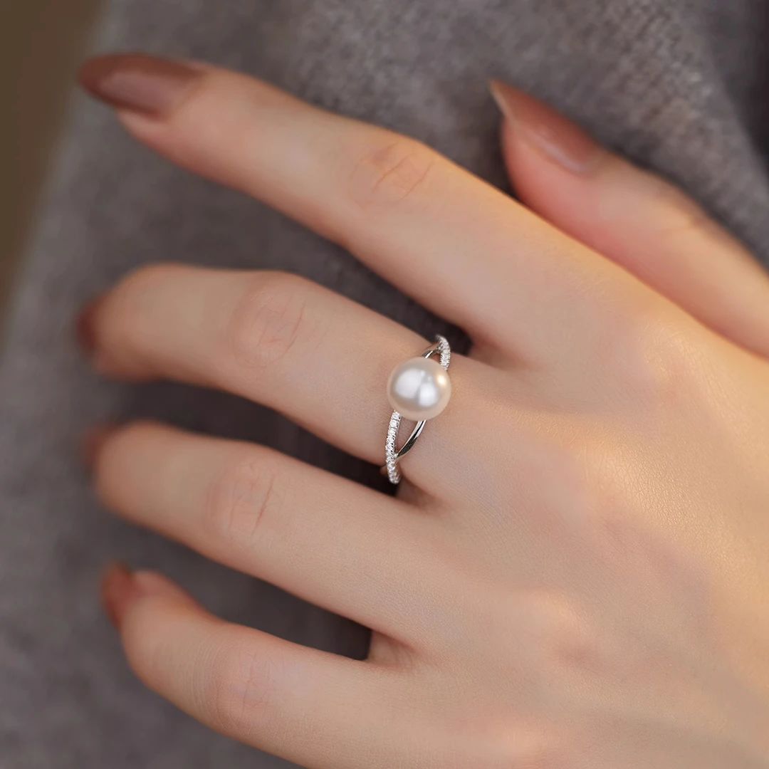 施家珍珠S925银戒指2024新款潮简约气质百搭个性小众设计ins叠戴
