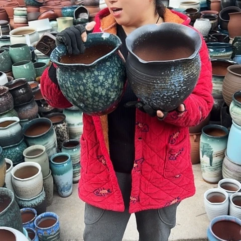 19口19高瑕疵两个盆。