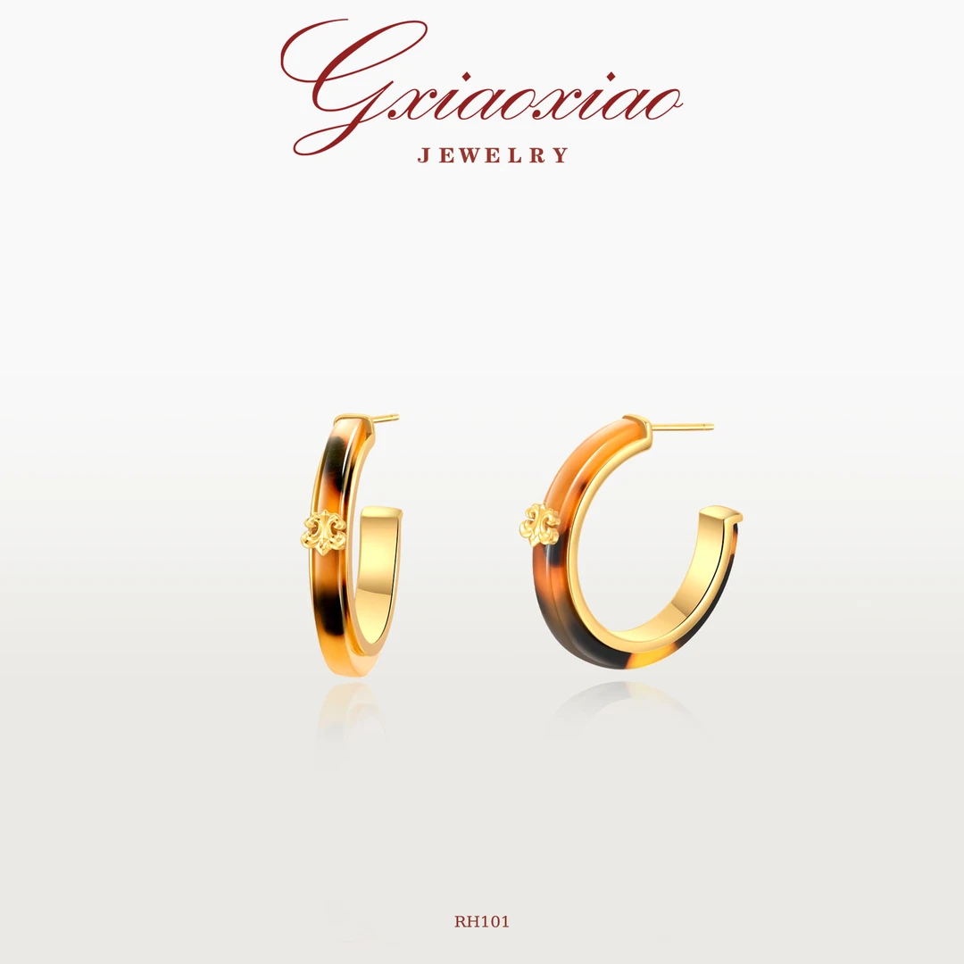 G XIAOXIAO耳饰镀K金时尚轻奢高级感精致百搭鸢尾花C圈耳环 RH101