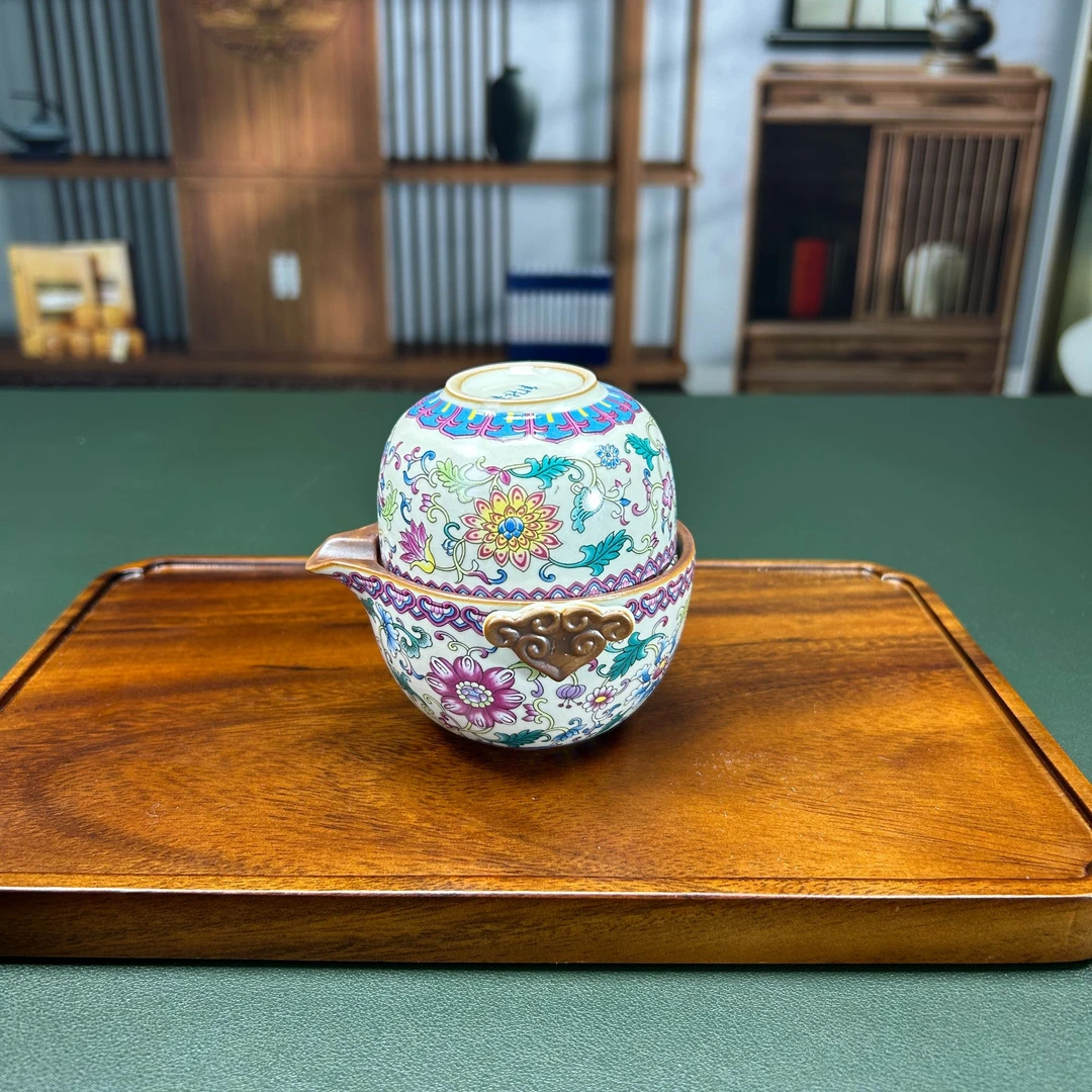 h缠枝莲祥云旅行茶具一壶一个A   0485