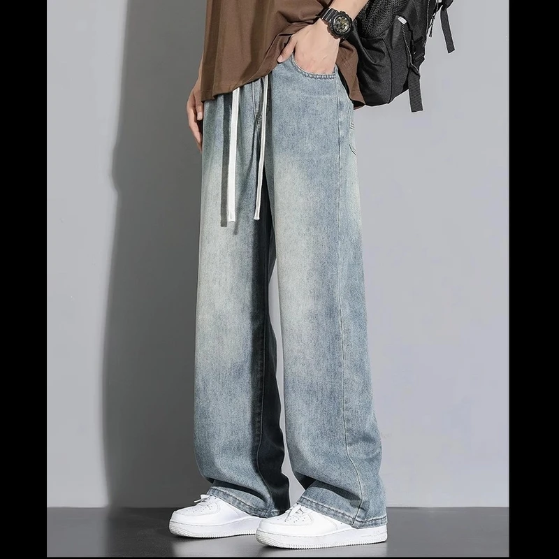 牛仔裤男士美式直筒裤休闲百搭青少年大码夏季薄款新款宽松长裤