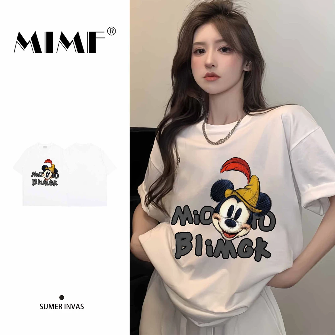mnmf潮牌街头ins卡通米奇印花纯棉短袖女t恤夏季休闲百搭宽松上衣