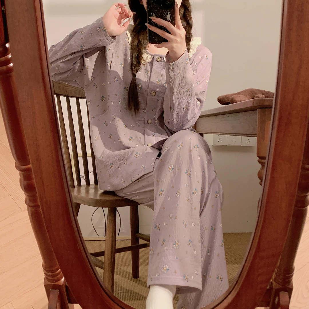 【带胸垫月子服】孕妇睡衣春夏季产后产妇怀孕期喂奶哺乳家居服套装