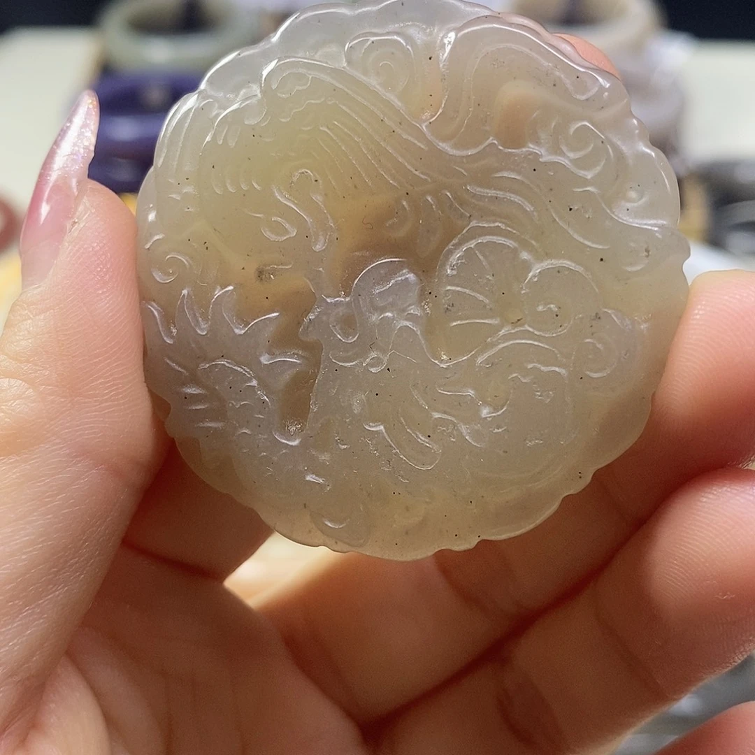 三***岗合金查罗石车挂龙凤坠