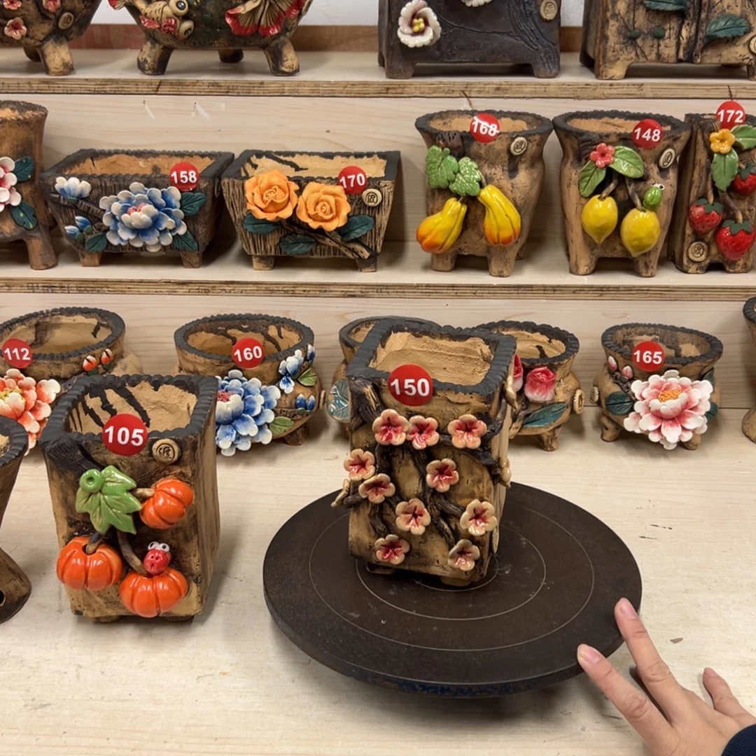 紫砂花盆150号内口8.5外高16