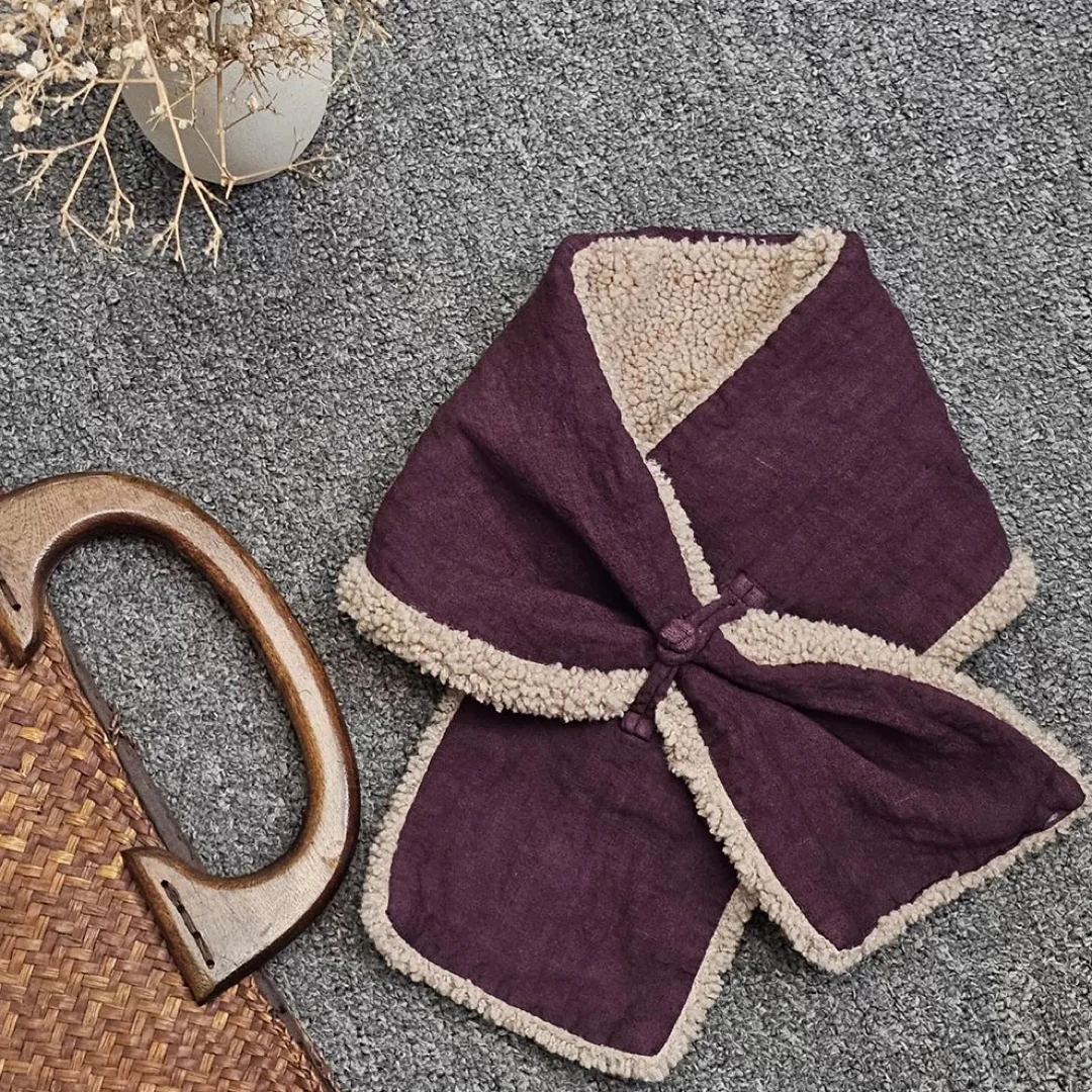 冬季新款亚麻盘扣温暖日常休闲中式美围巾学古韵百搭围脖女