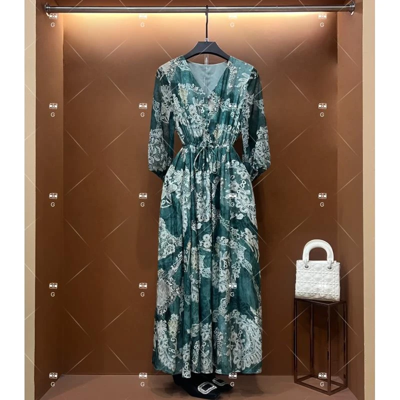 【漫】春夏丨设计师轻奢法式印花女士连衣裙 GS-55125