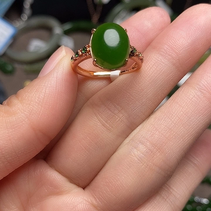 和田玉银S925镶嵌戒指