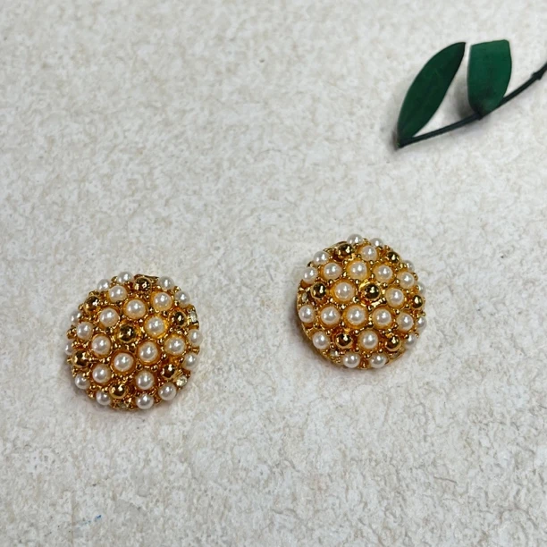 铜合金仿珍珠耳饰 【六六中古】孤品复古精美耳夹th5596