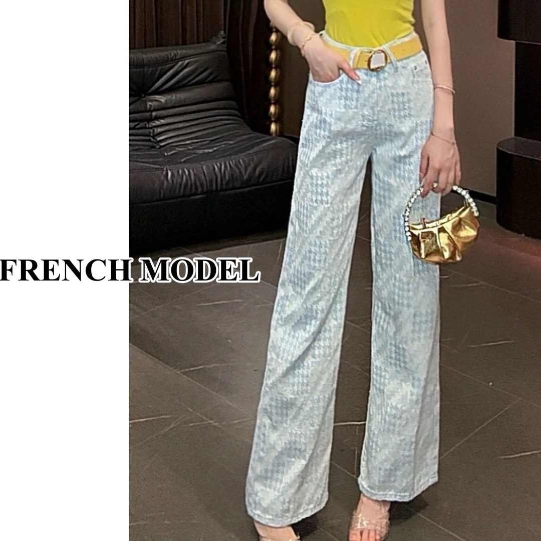 法模FRENCH MODEL.YY 2025夏装设计直筒磨毛牛仔裤女 90270099