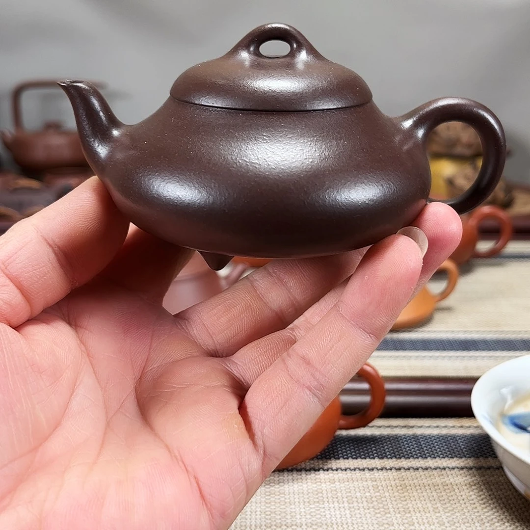 茶壶紫砂半手工紫泥汉棠石瓢