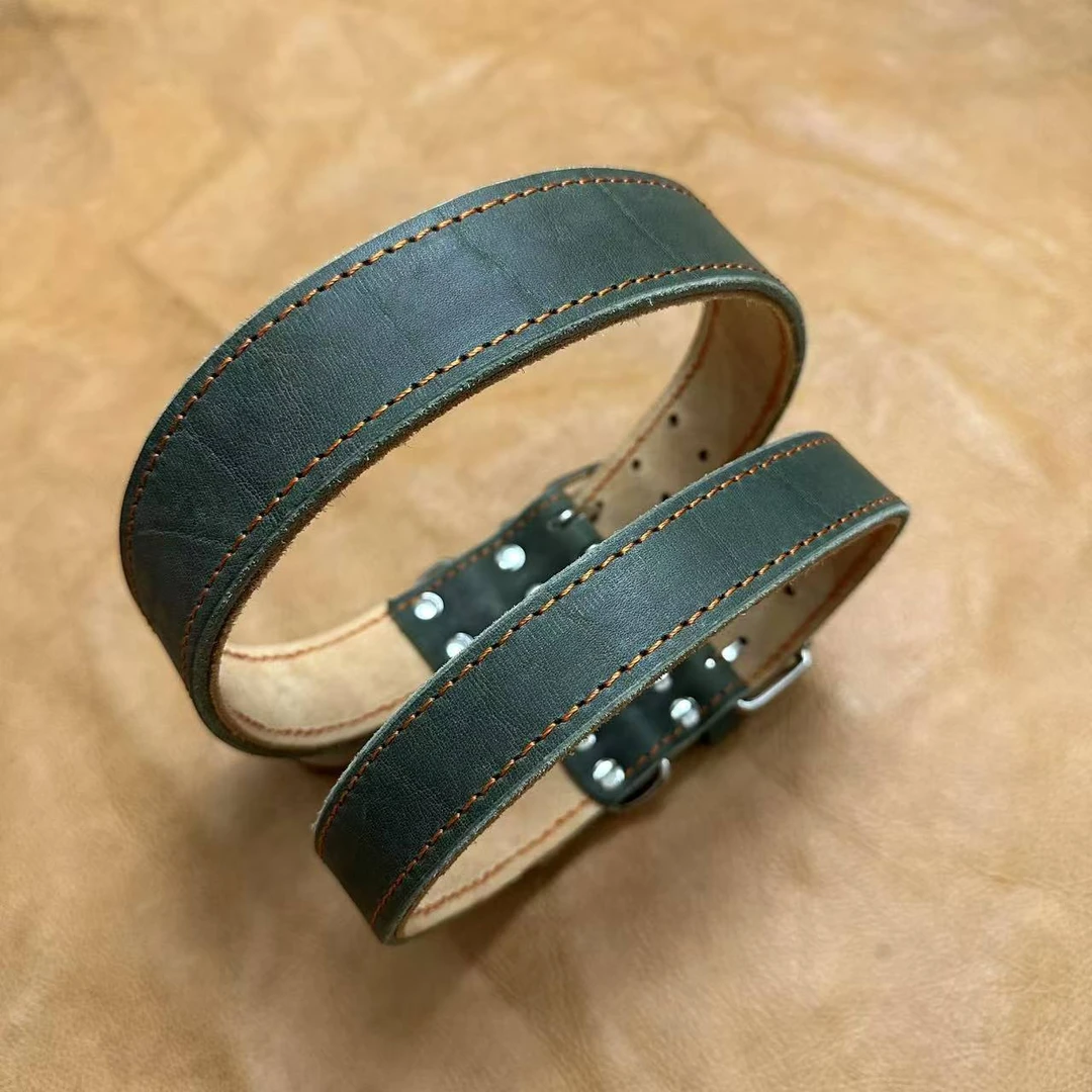 进口牛皮狗狗项圈狗脖套小中大型犬犬脖套项圈头层牛皮