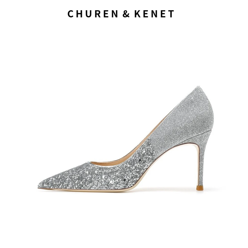 CHUREN&KENET小CK法式秀禾主婚纱新娘婚鞋水晶亮片伴娘细跟高跟鞋