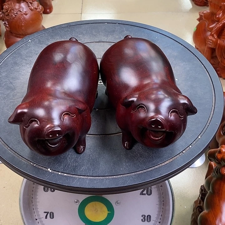 缅甸花梨木猪一对20 公分
