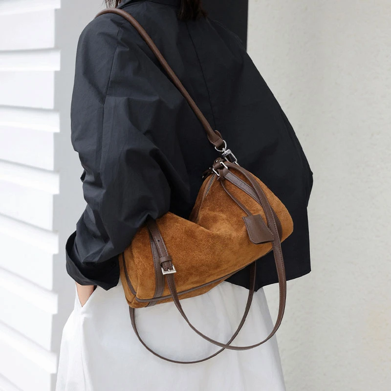 DK包网红款女士包包女款通勤2025新款麂皮绒休闲单肩斜跨腋下女包