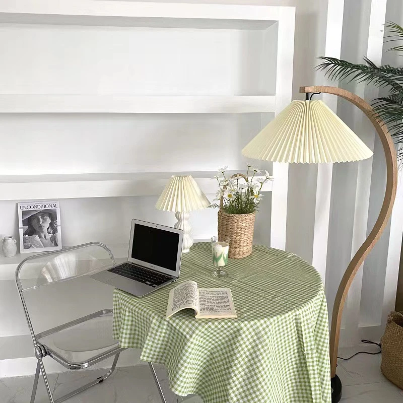 网红ins风桌布复古棉麻橙色格子桌布茶几餐桌布学生书桌简约