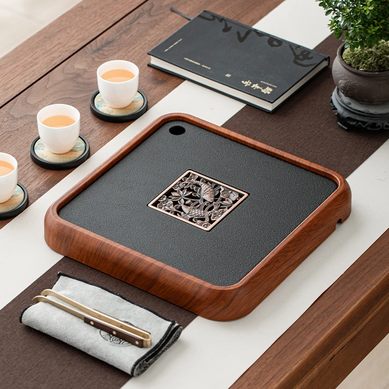 茶盘家用茶具茶台小型储水式干泡小茶台轻奢新中式简易茶托盘正方