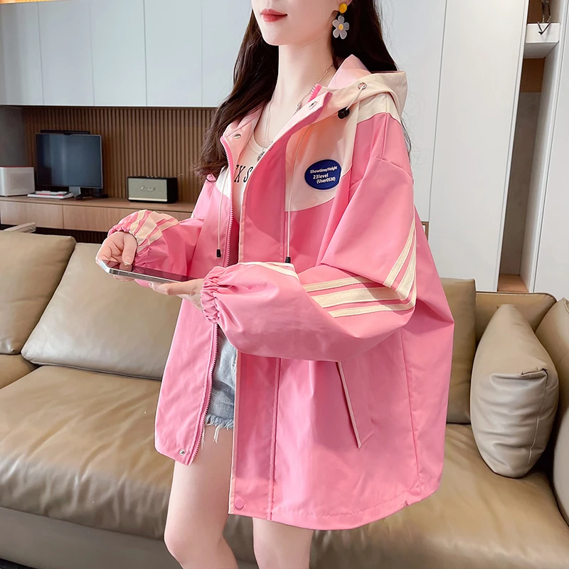 洋气冲锋衣外套少女春秋2025新款初高中学生学生抽绳显瘦工装风衣