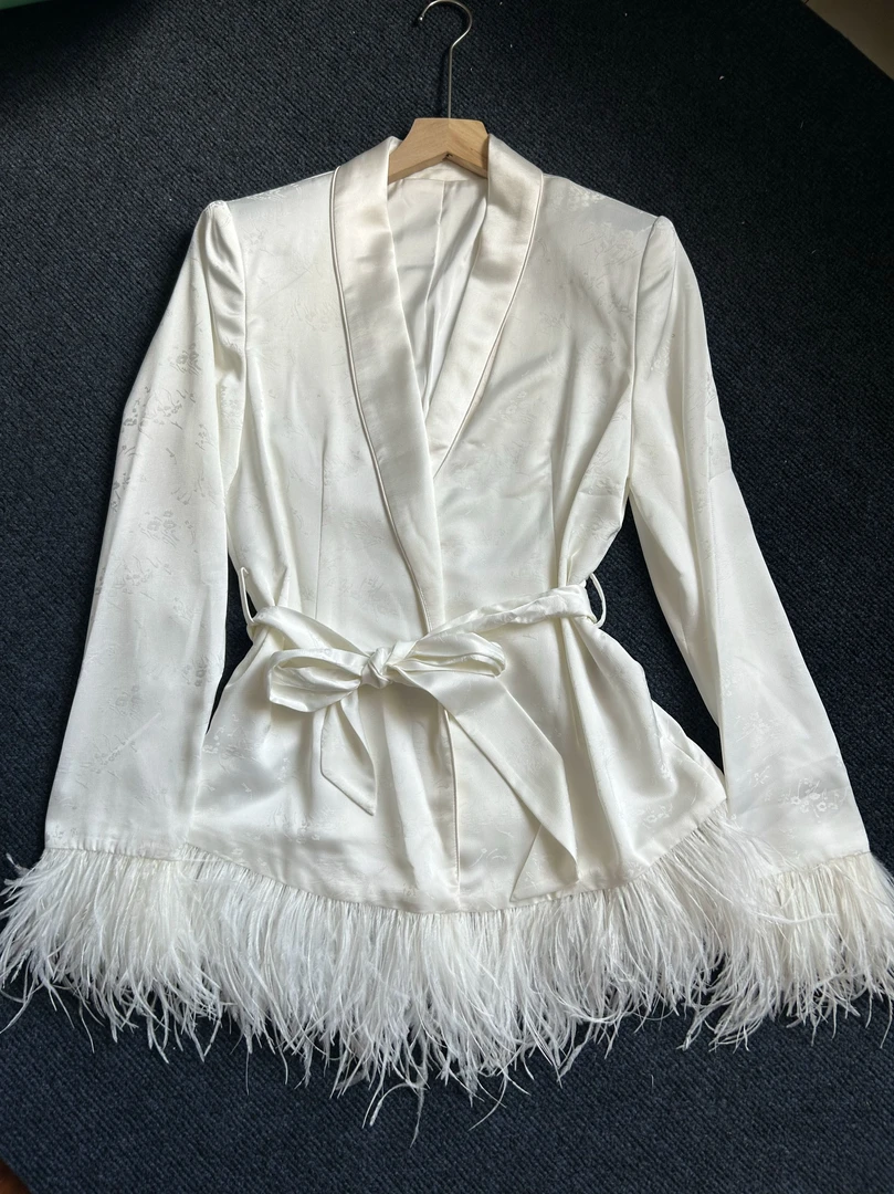 黑色醋酸提花上衣阔腿裤套装