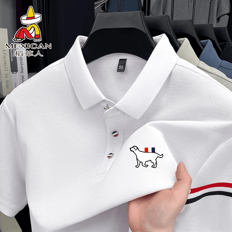 Mexican/稻草人官方正品男士POLO衫短袖T恤新款半袖商务翻领透气·