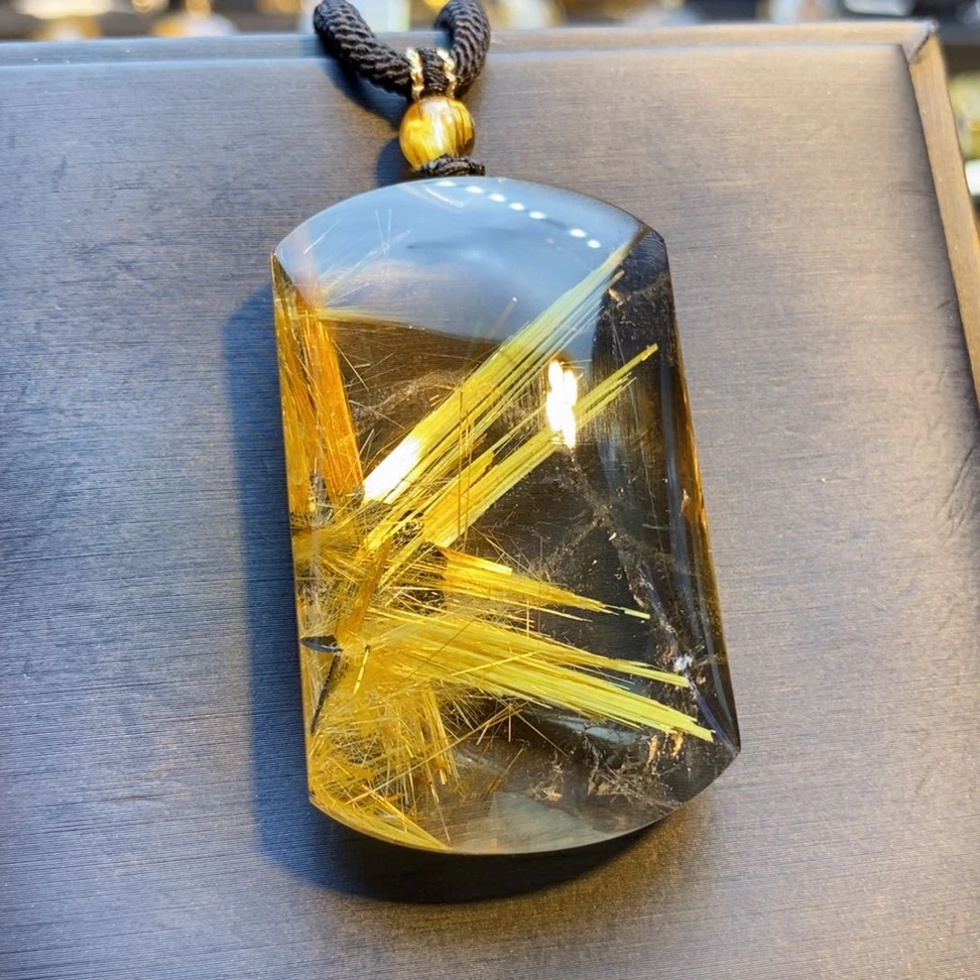 发晶颈饰未镶嵌天然钛晶无事牌吊坠