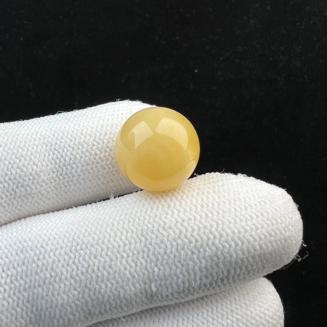 M1785天然蜜蜡 鸡油黄单珠 14.5mm 1.69克支持复检假一罚四