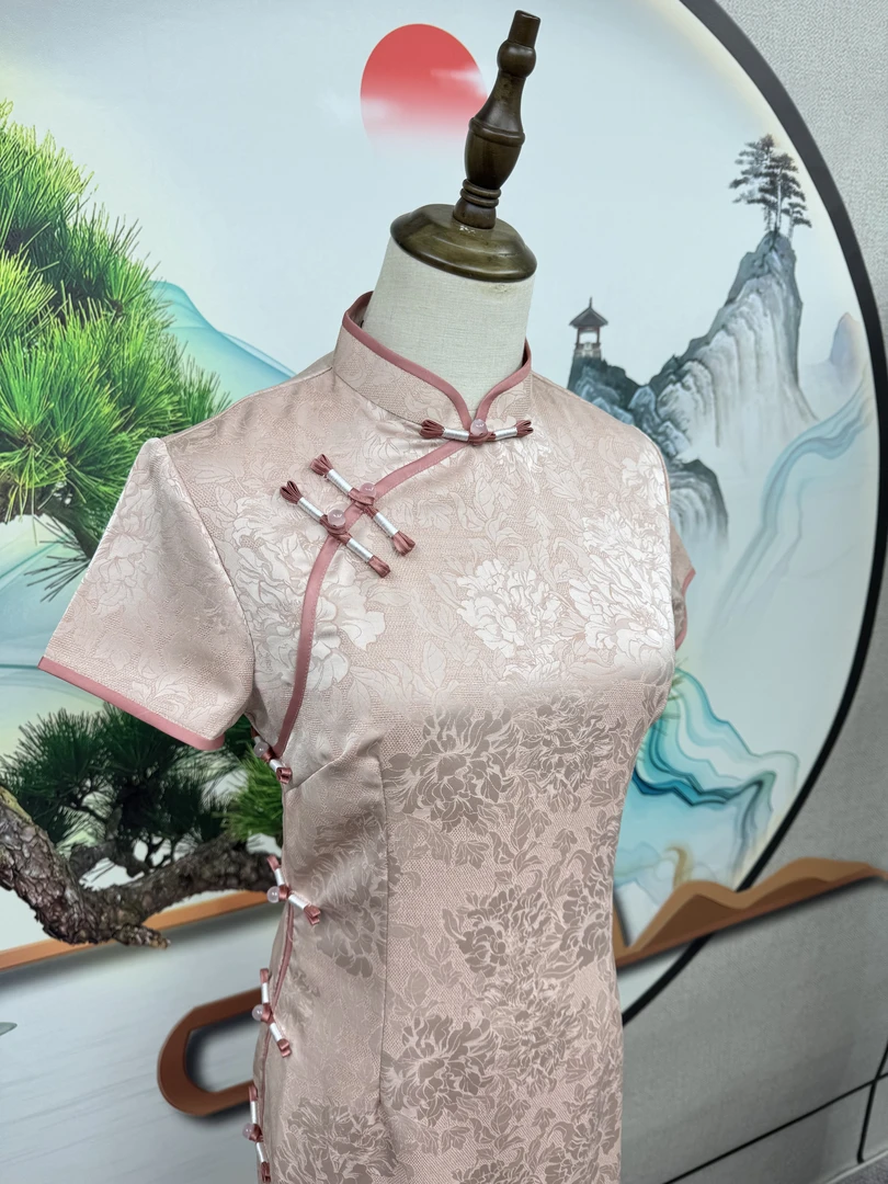 GUXI/故汐优雅显瘦提花复古长款日常夏季旗袍气质网红中国风双层