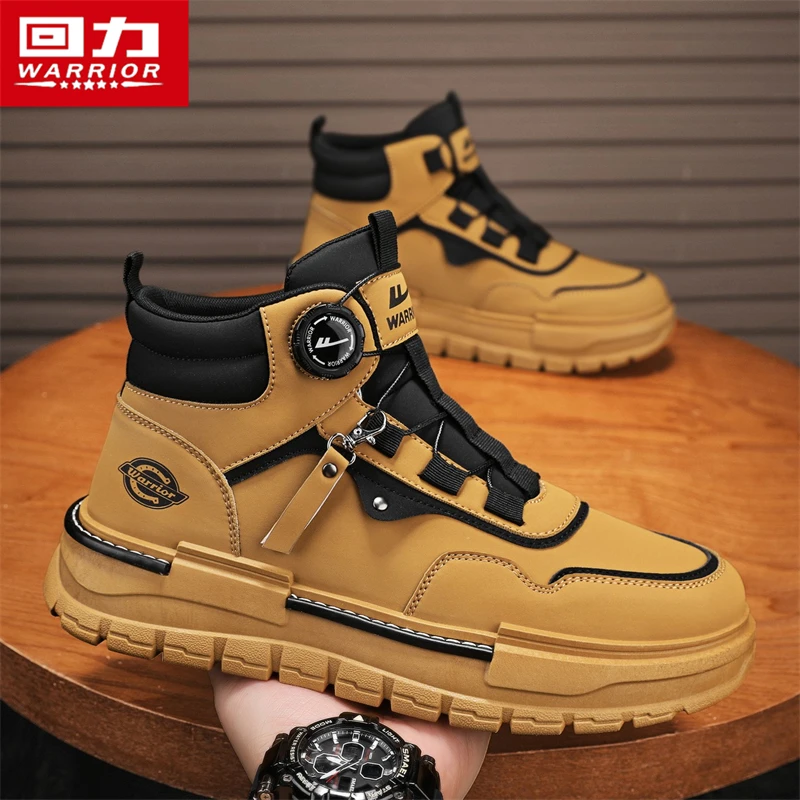 回力男鞋马丁靴冬季2025新款工装户外运动登山高帮旋转扣复古沙漠