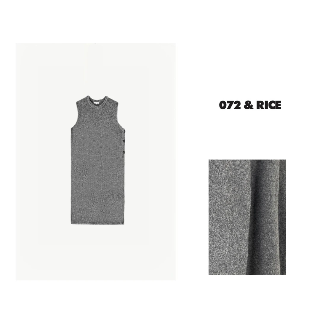 072 & RICE【东方裙】休闲圆领无袖针织侧开叉连衣裙 BZ004 618FF