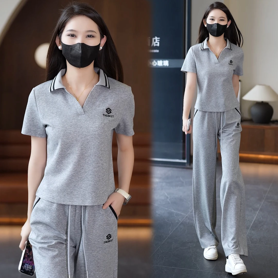 2025夏季短袖新款休闲风时尚套装阔腿洋气爆款运动减龄ol女装夏天