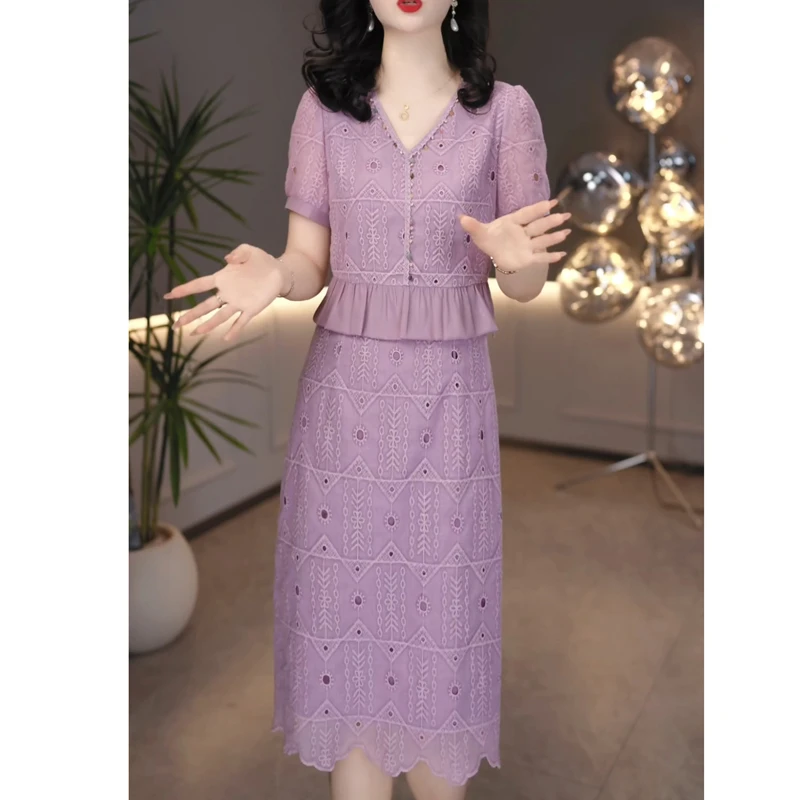 2025夏季新款法式静奢风温柔减龄时尚清新遮肉遮肚子假两件连衣裙