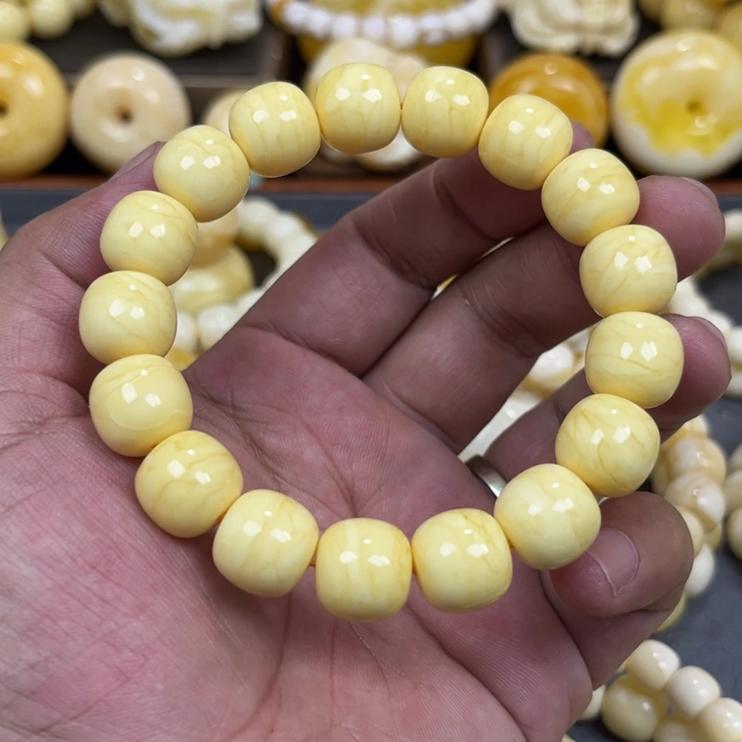 琥珀未镶嵌手串同料焦皮浓蜡金线纹老邢手串13mm