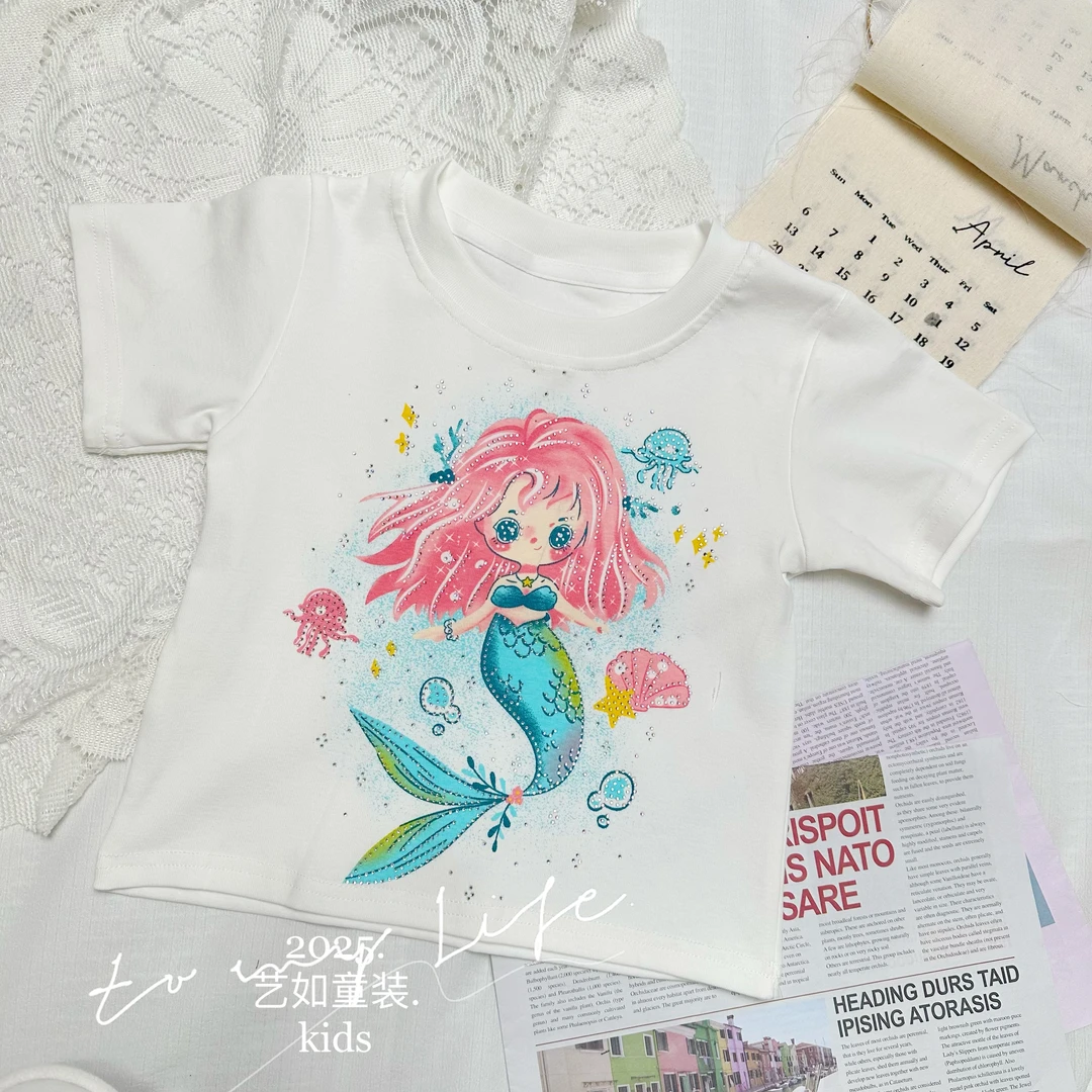 番茄家*夏季上新钉珠美人鱼T恤D-W443