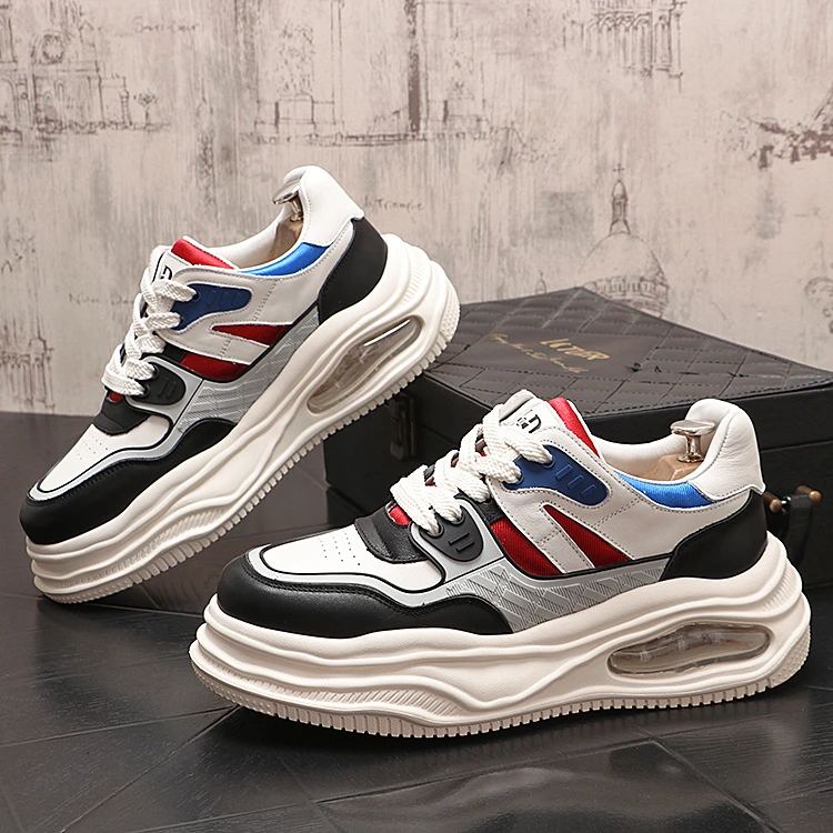 头层牛皮2026早春新款休闲鞋真皮男鞋气垫厚底轻奢高端时尚潮鞋子