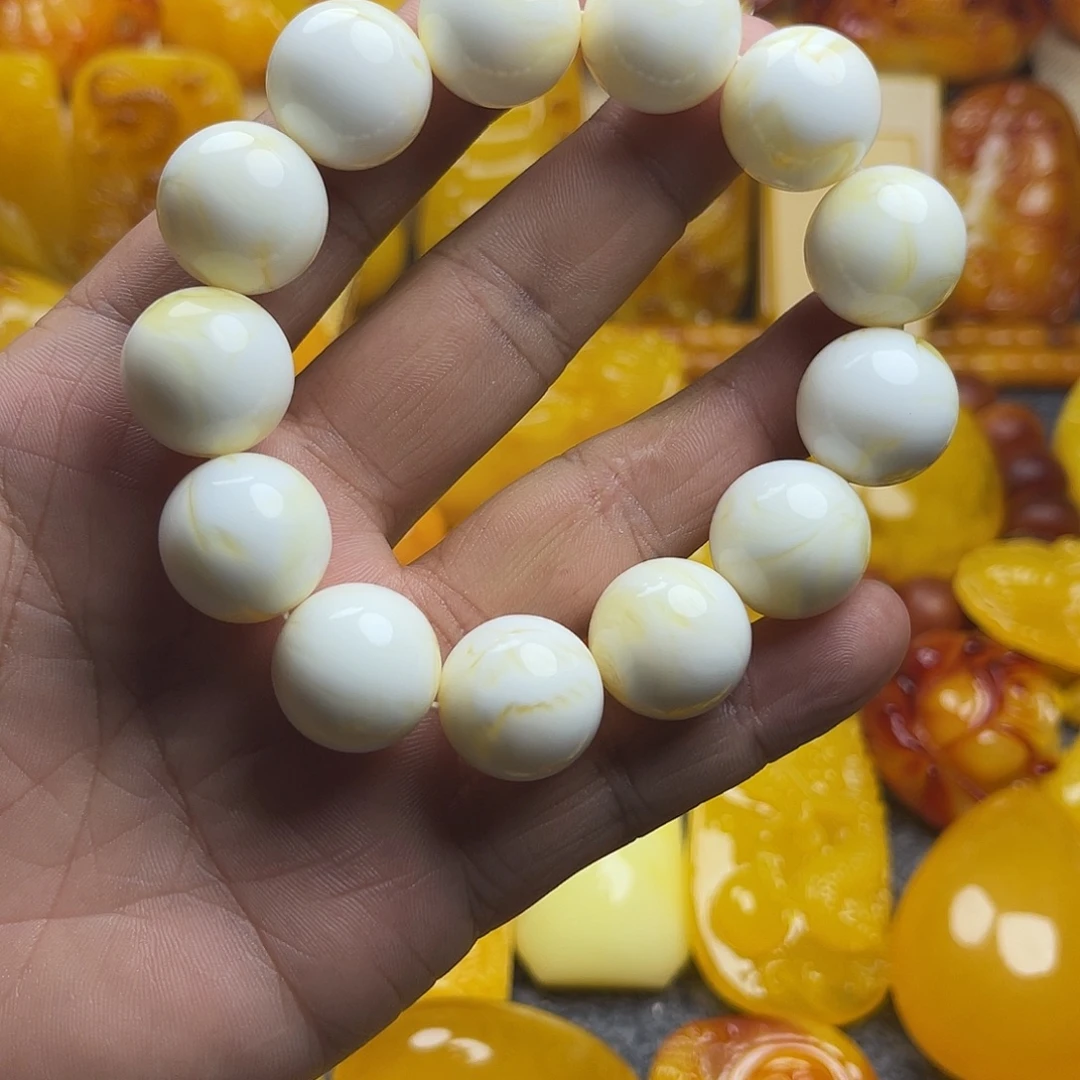 受***狼瓷白手串 卡18 俄罗斯新蜜
