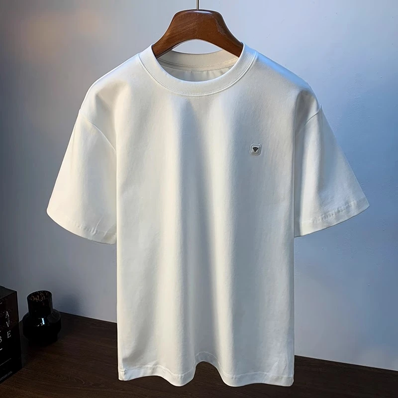 Cebrodz夏季薄款T恤男潮流简约纯色休闲短袖衫高支高密舒适上衣男