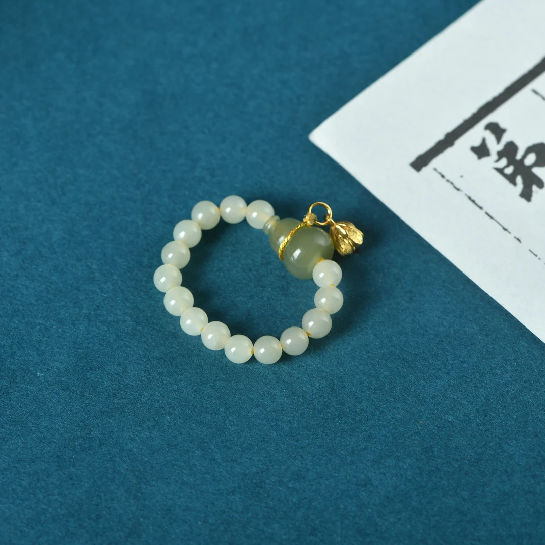 和田玉福禄连连0.4蜂蜜水戒指