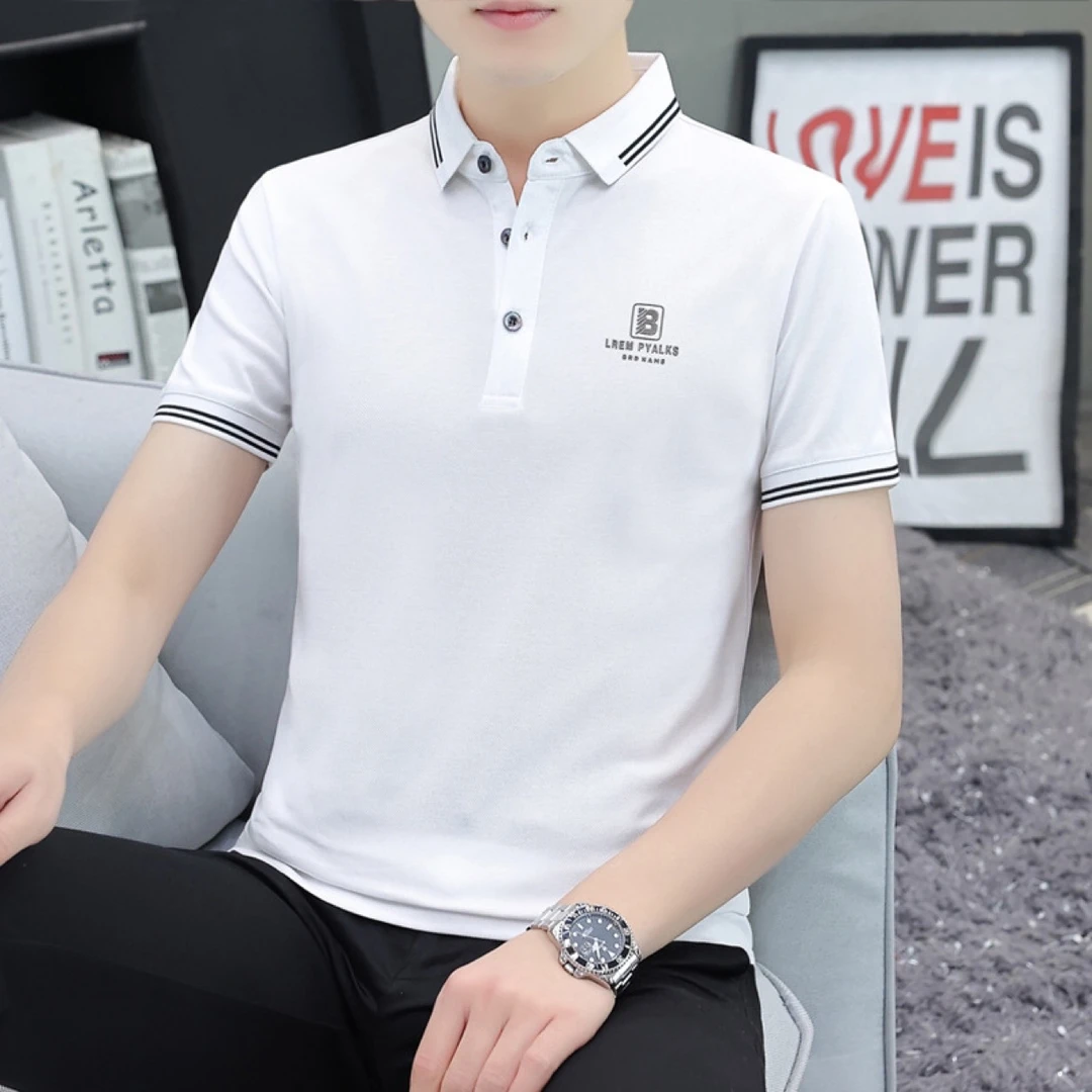 男士短袖衫韩版商务休闲薄款透气珠地棉合身时尚