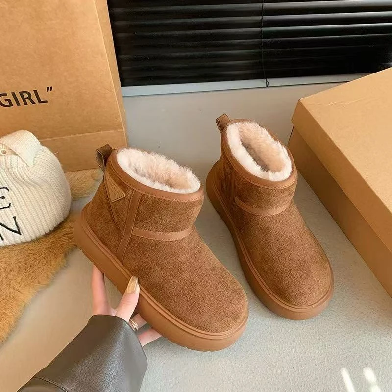 轻职风冬季低帮保暖时尚雪地靴加厚秋冬靴子韩版厚底加绒