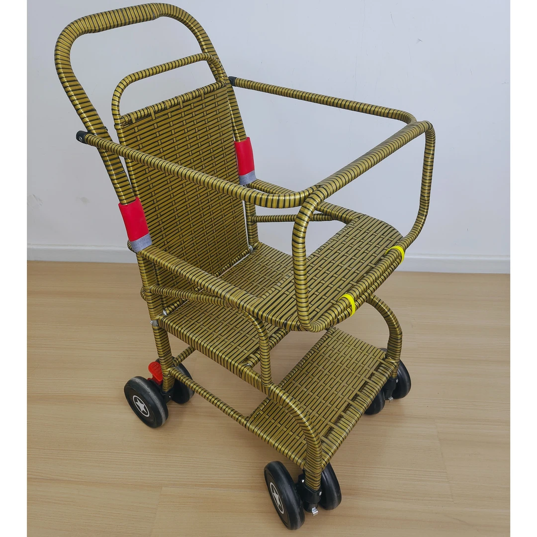 【热卖爆款|加高可躺款|可选加精品套装】纯手工半折叠仿藤儿童推车