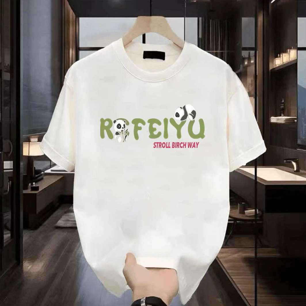 啄木鸟重磅纯棉短袖T恤男士夏季新款2025爆款休闲时尚印花圆领T恤