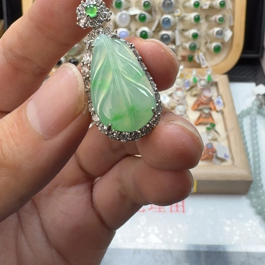 翡翠银S925镶嵌戒指天然缅甸翡翠A货
