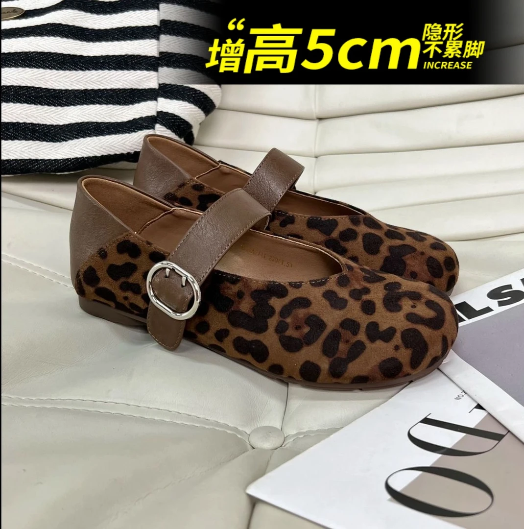 真皮小个子内增高5cm法式复古单鞋女2025新款玛丽珍配裙子豆豆鞋