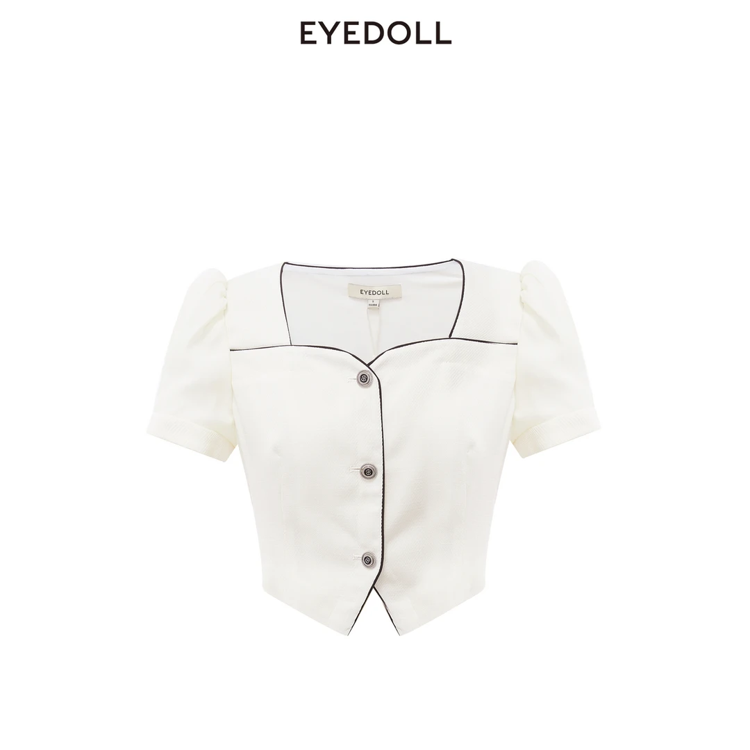 【蜜思仝粉丝专享】EYEDOLL24夏季新款甜美白色上衣