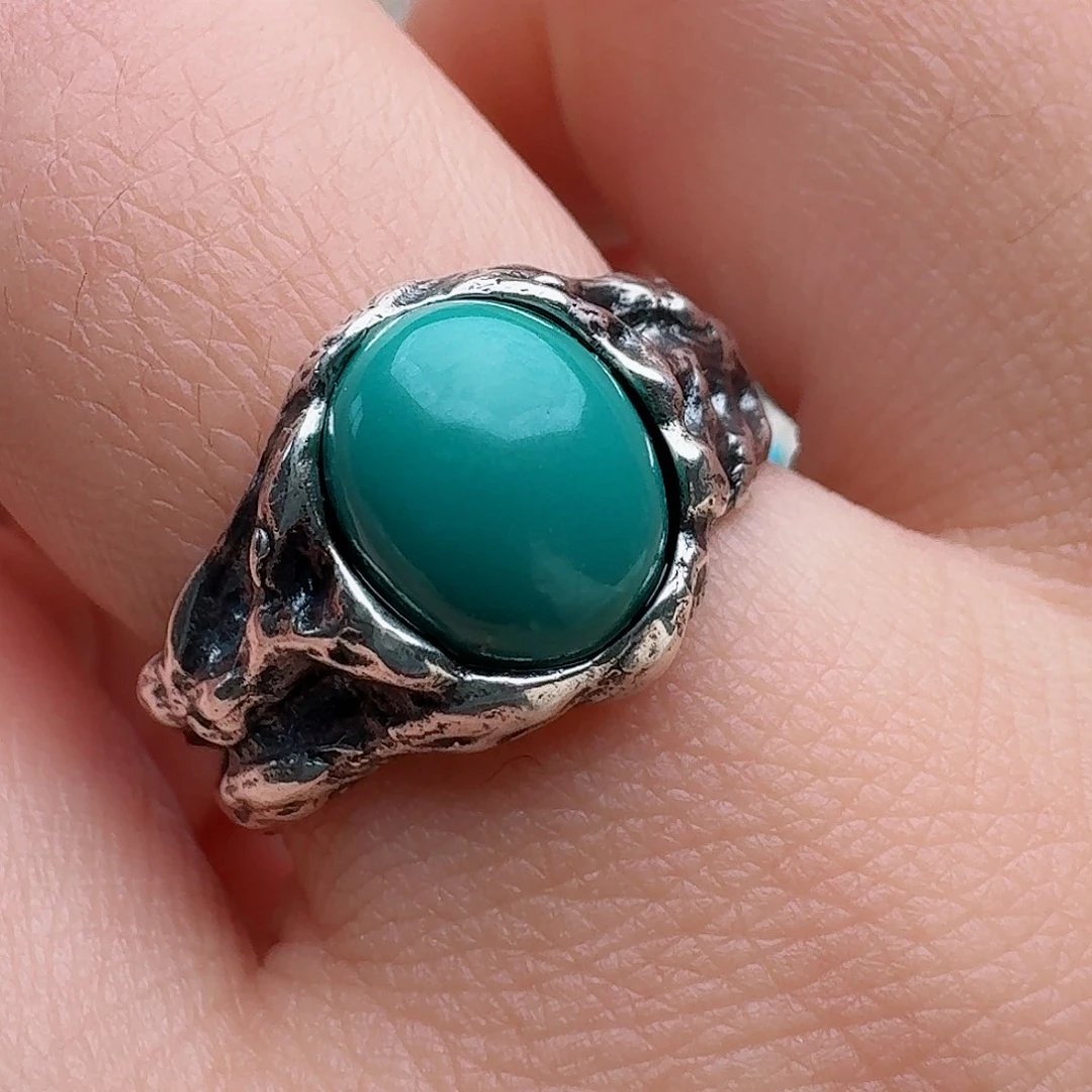 绿松石银S925镶嵌戒指