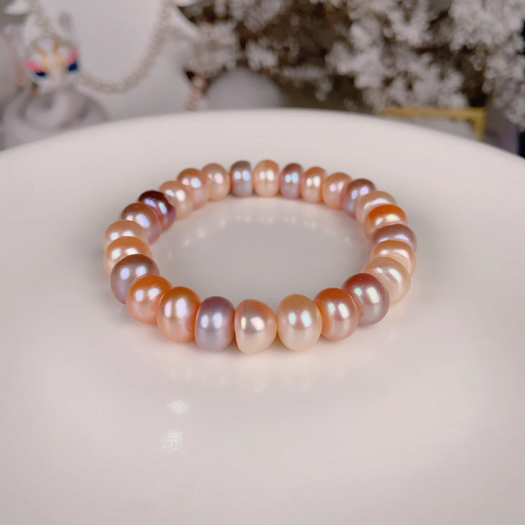 【霓虹】8-9mm淡水珍珠糖果色素圈手链气质百搭混彩手串DSL00646
