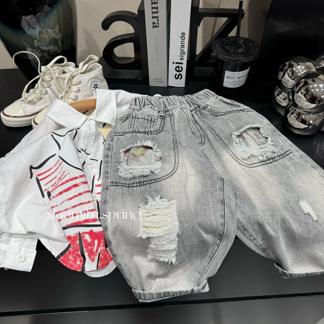 【可可西米 小娇娃】2025春季新款韩版牛仔长裤儿男童时尚洋气A5103