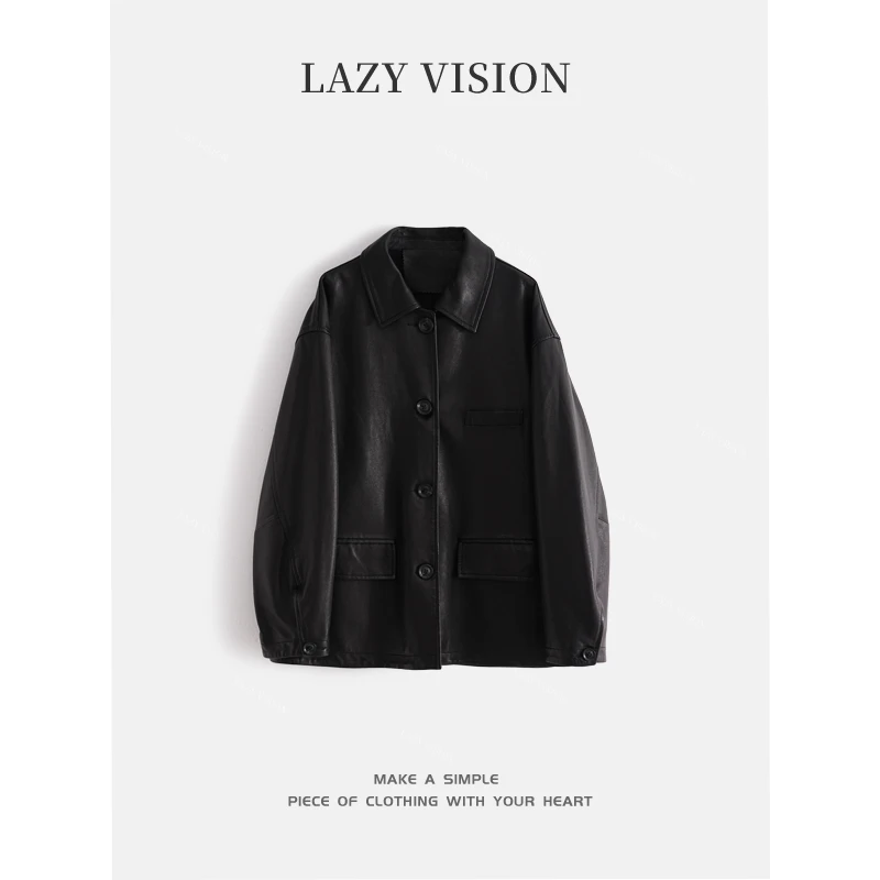 LAZYVISION中长款小羊西装版皮衣外套ZMD-26263