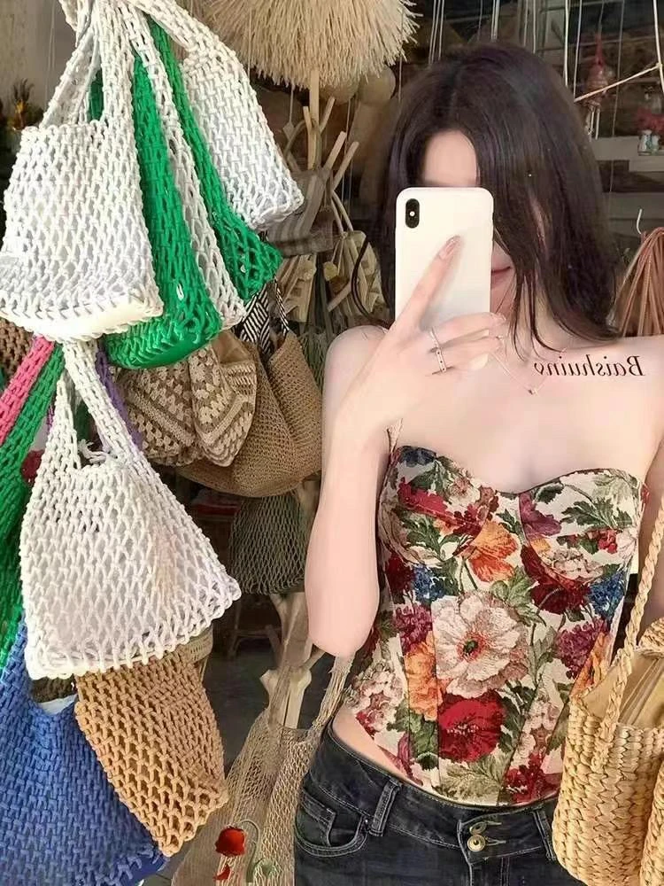 橙路【度假日出】花抹胸背心