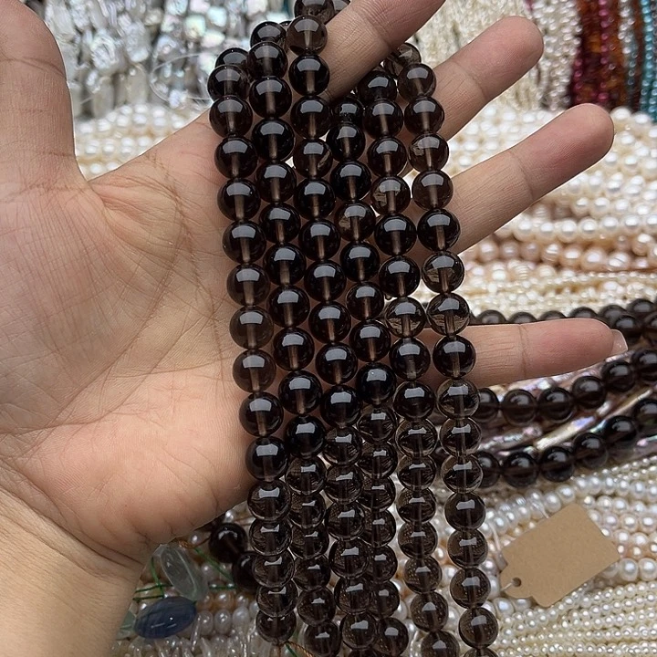 玛瑙/玉髓未镶嵌珠宝半成品一条10mm茶晶